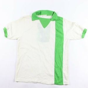 Vintage 70s New Pele Soccer Jersey White Green L